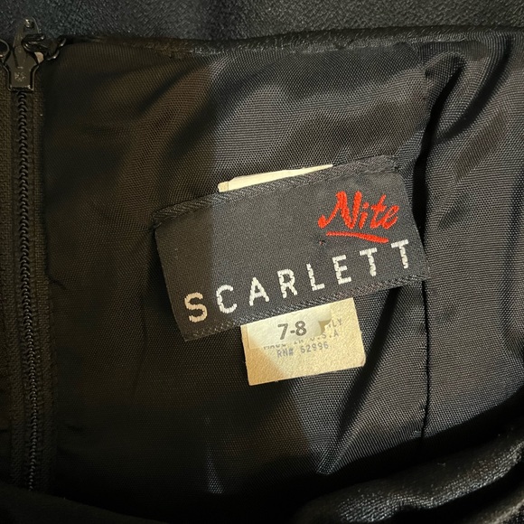 VINTAGE 1980s-1990s Black Off the Shoulder Cocktail Dress with Bow Size 7-8 - Picture 10 of 11